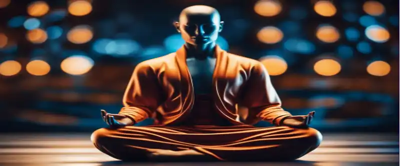 Abstract meditator and yoga specialist, in deep meditation, experiencing the 963 Hz frequency benefits. Music containing the 963 Hz frequency and how it can transform our meditation experience @ i-am-meditations.com